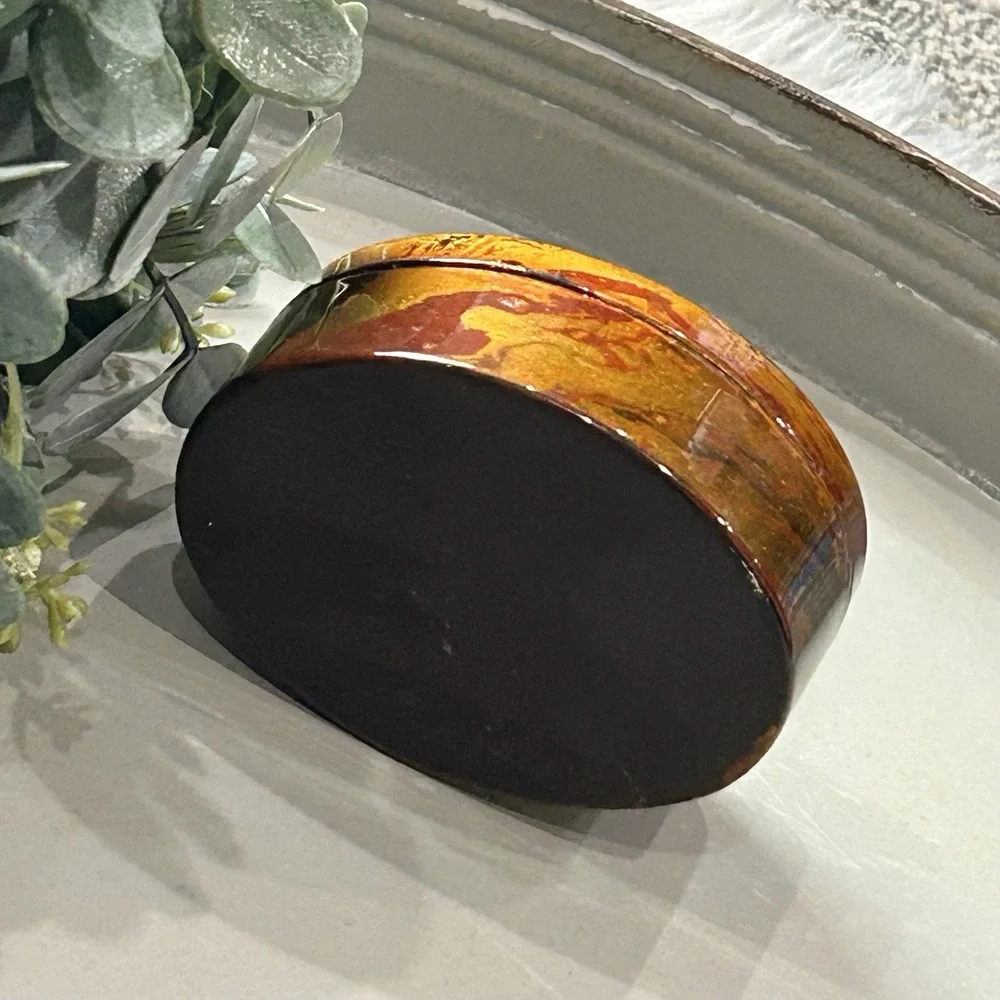 Vintage‎ Cabbage Rose Painted Trinket Box With Lid